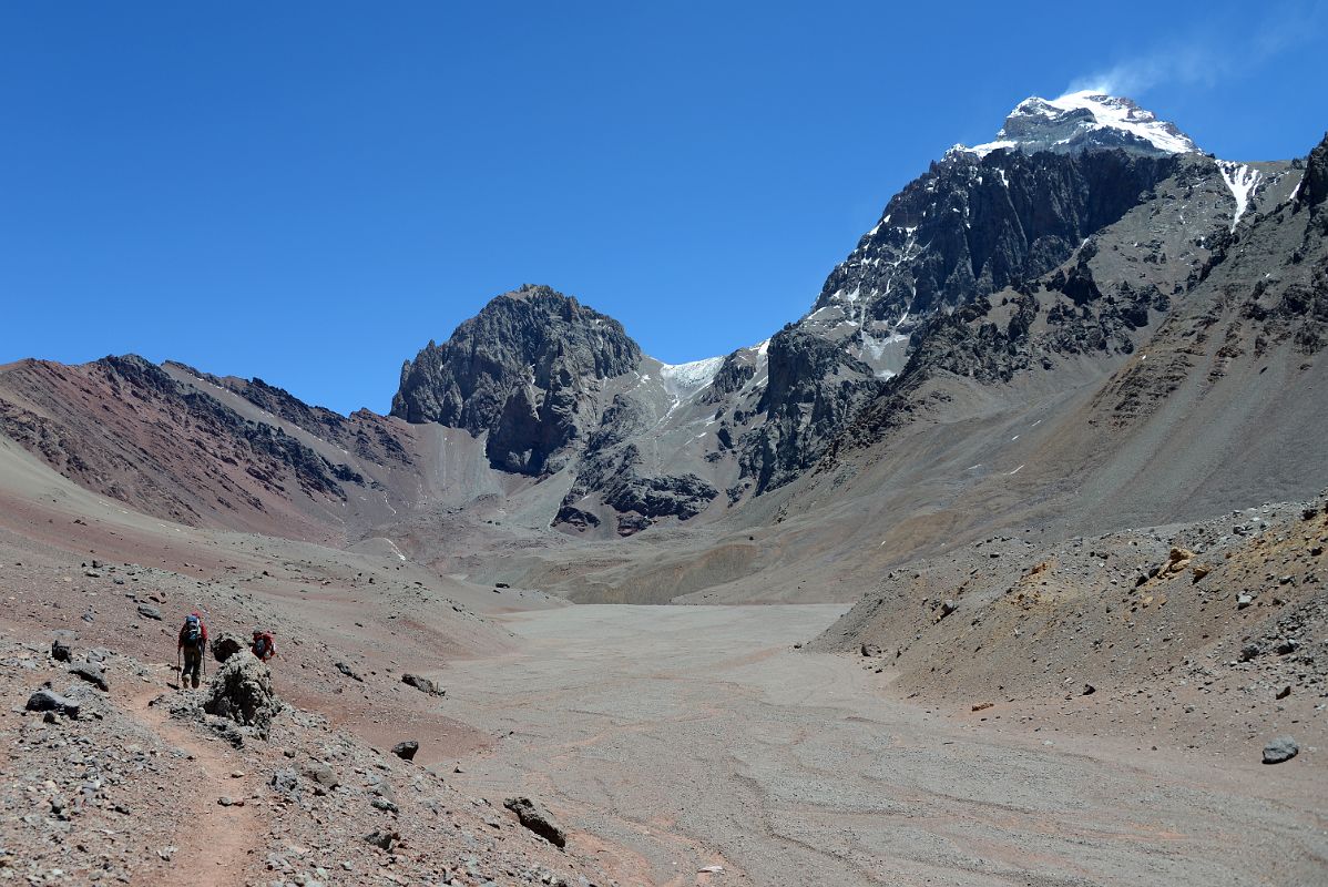 26 Cerro Ibanez And Aconcagua East Face From Just Before Plaza Argentina Base Camp
